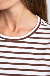 Remera Algodón Elastano Rayada Chocolate