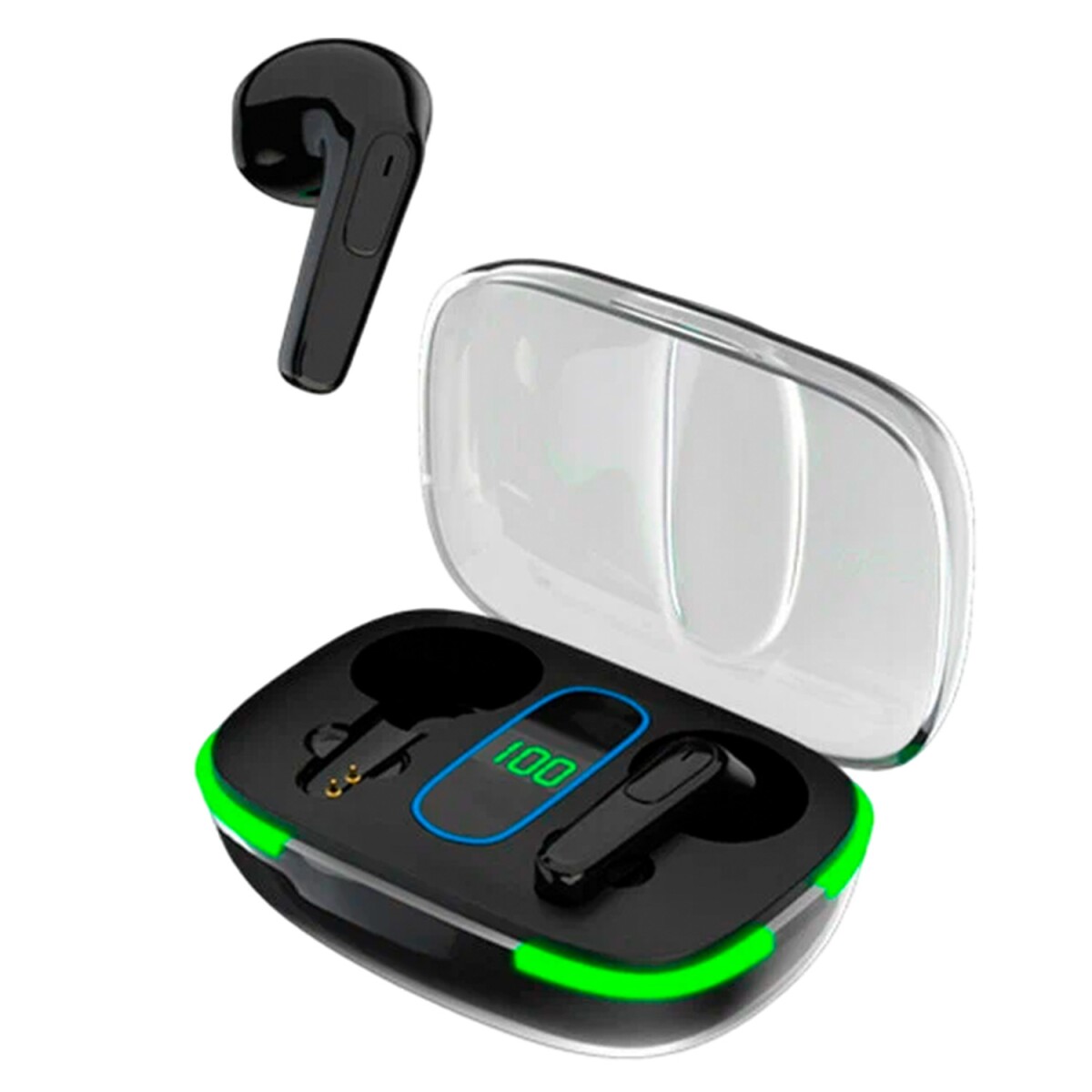 Auriculares Inalámbricos Bluetooth con Estuche y Display - Negro 