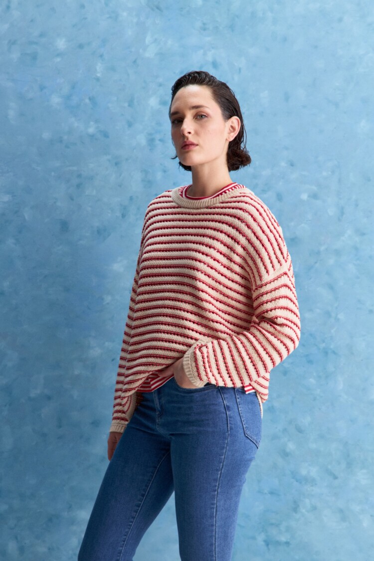 SWEATER IRENE Blanco/Rojo