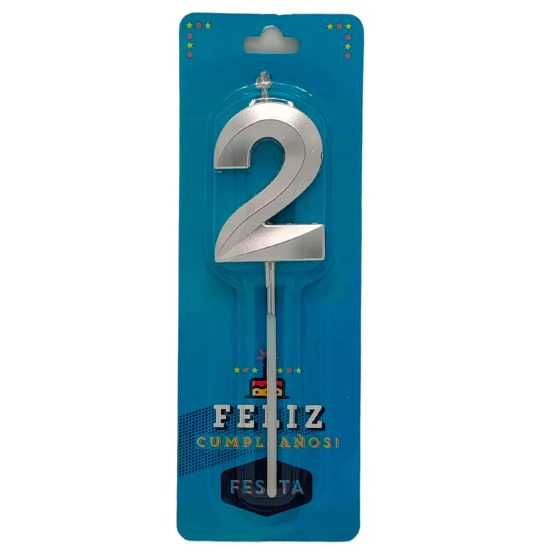 Vela Fessta Número 3D Chica Plateada DOS
