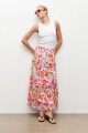 Maxi falda estampa Santa Rita rosado