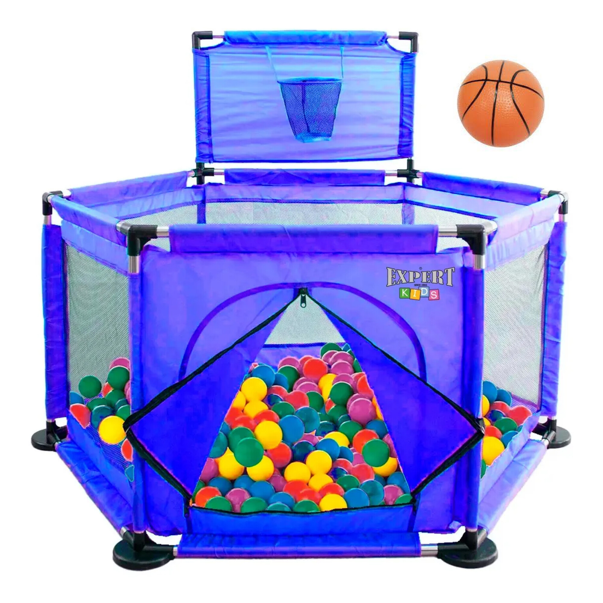 Valla portátil para corralito de pelota para bebé, con aro de baloncesto,  malla transpirable para interiores y exteriores, niños pequeños y niños