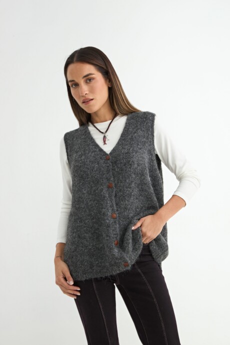 CHALECO TEJIDO CYNARA GRIS OSCURO