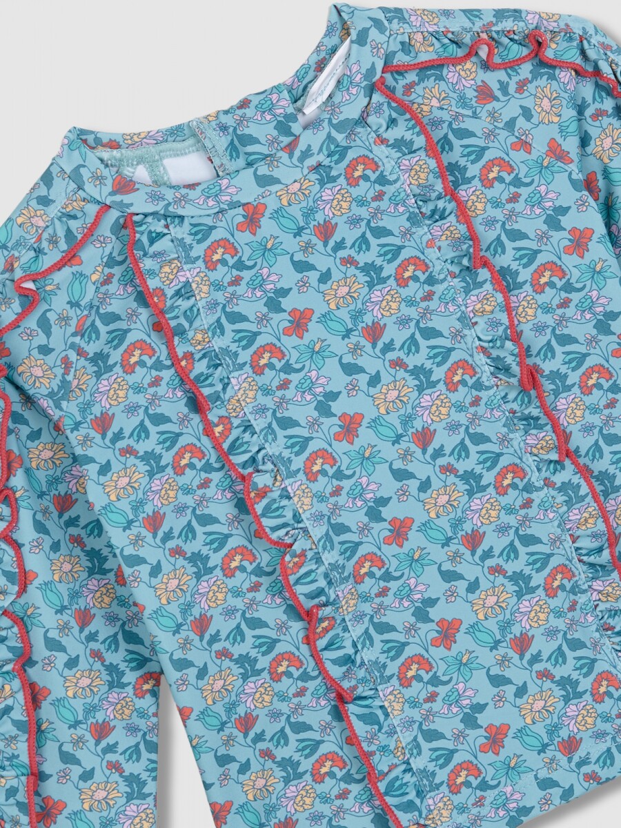 Camiseta De Baño Estampado Flores Piedra