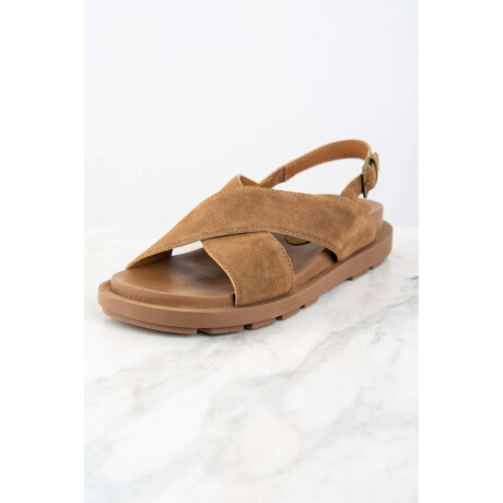 Sandalia Gamuza Cruzada Camel