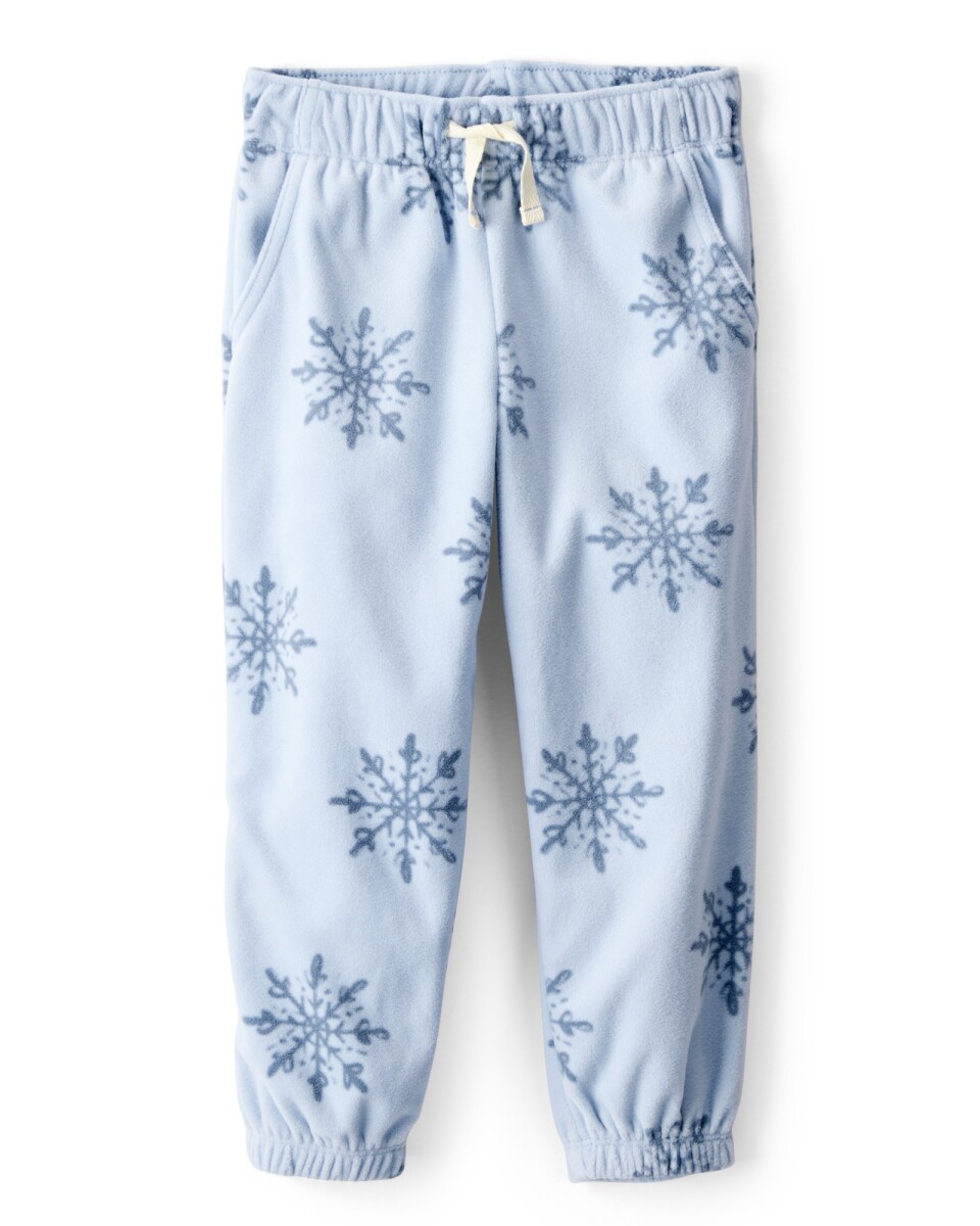 Pantalón de micropolar, azul, diseño copos 