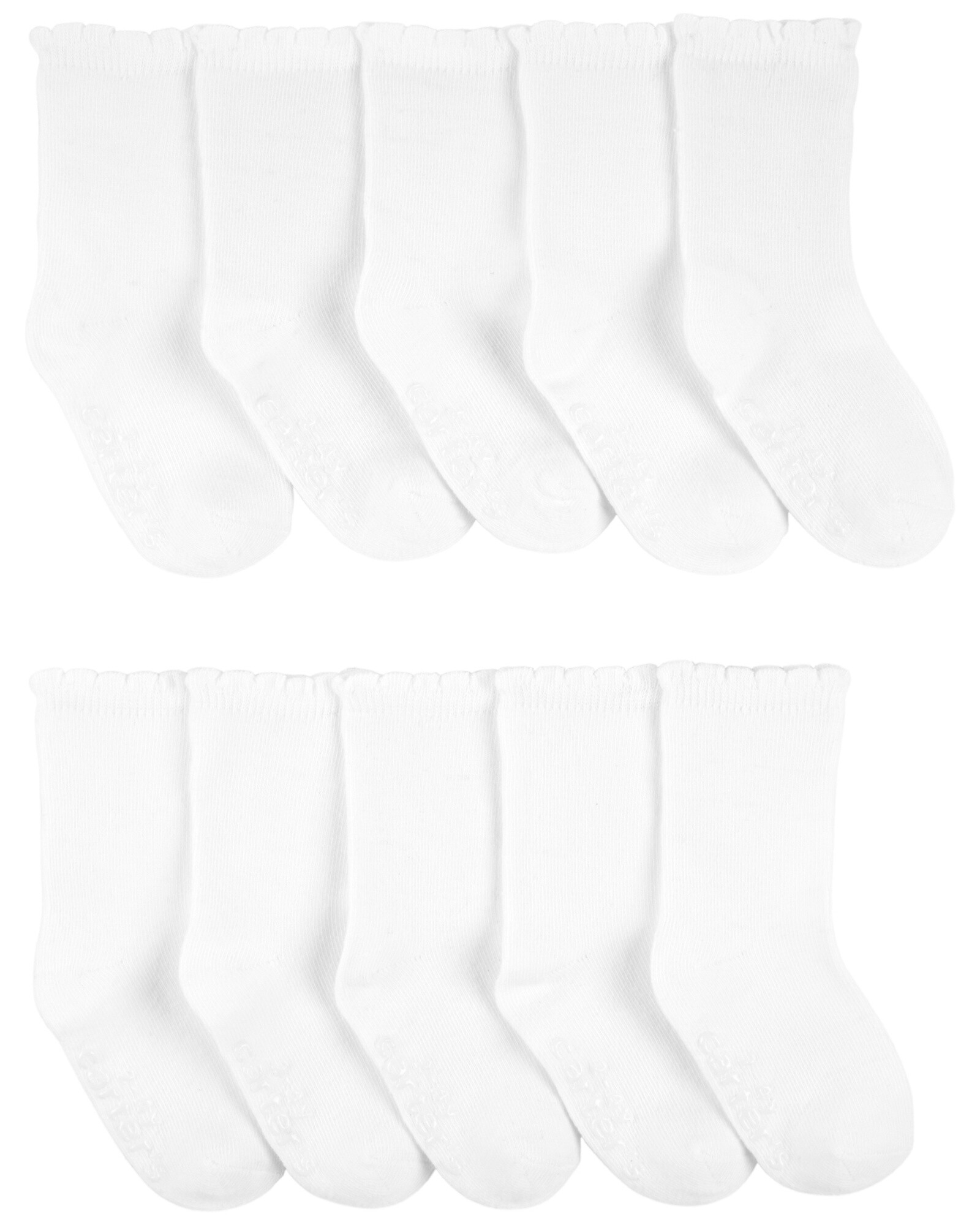 Pack diez pares de medias de algodón, festoneadas, blancas Sin color