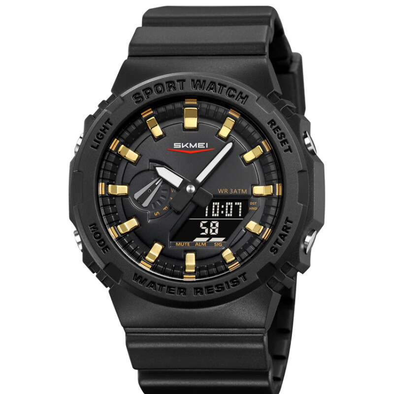 Reloj Skmei 2351BKGD color negro con detalles dorados para hombre Negro