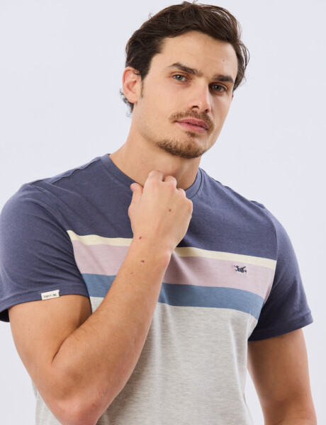 REMERA RAYADA DE ALGODÓN Gris