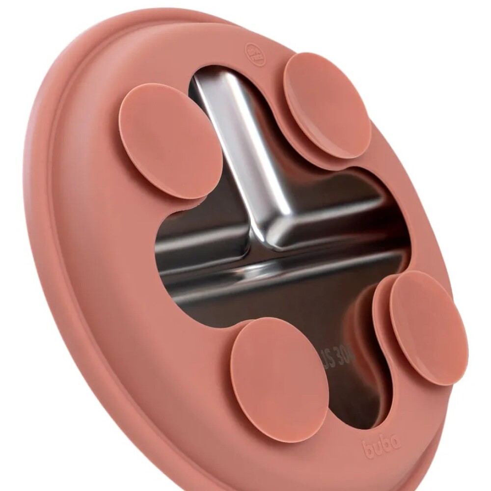 Plato acero inoxidable y silicona BUBA rosa