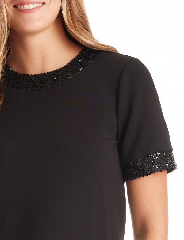Blusa Aplique Lentejuelas NEGRO