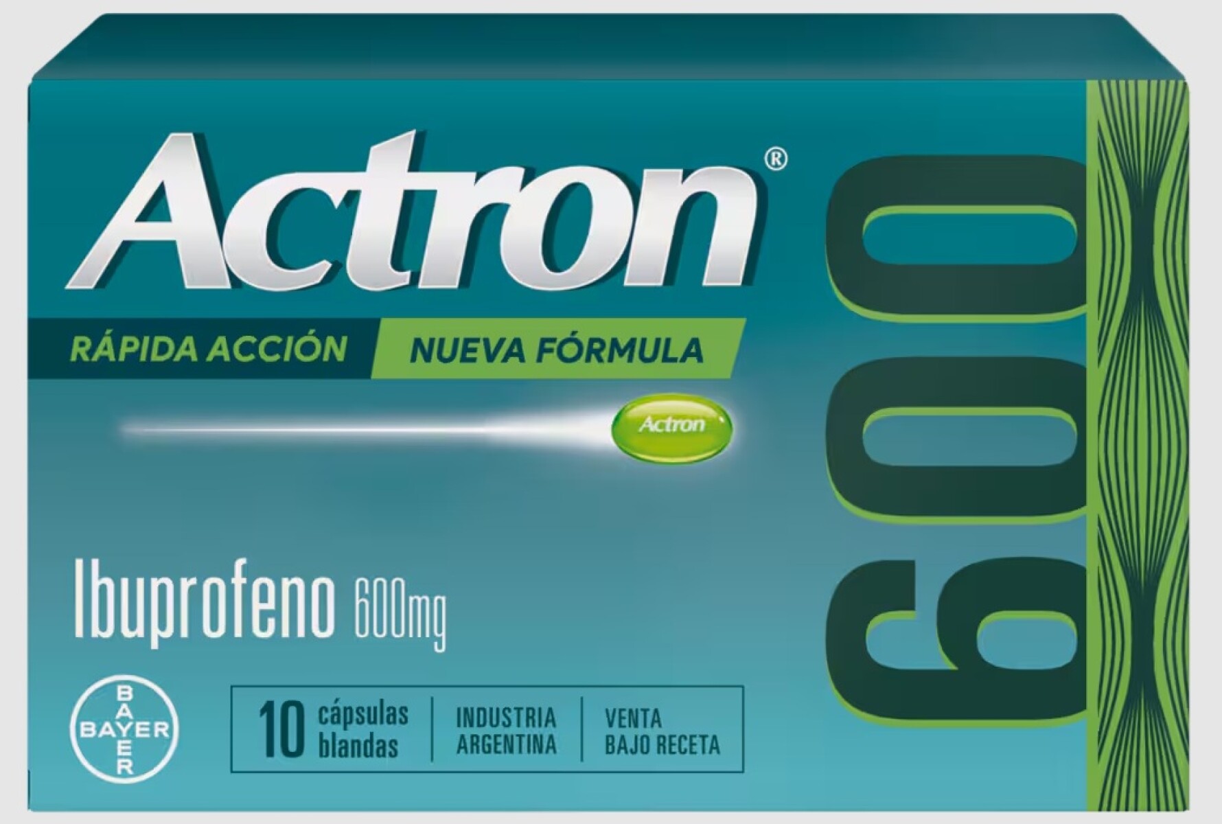 Ibuprofeno Actron Rapida Acción 600 Mg 10 Cápsulas 