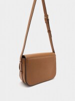 Bolso Bandolera Efecto Piel Con Solapa camel