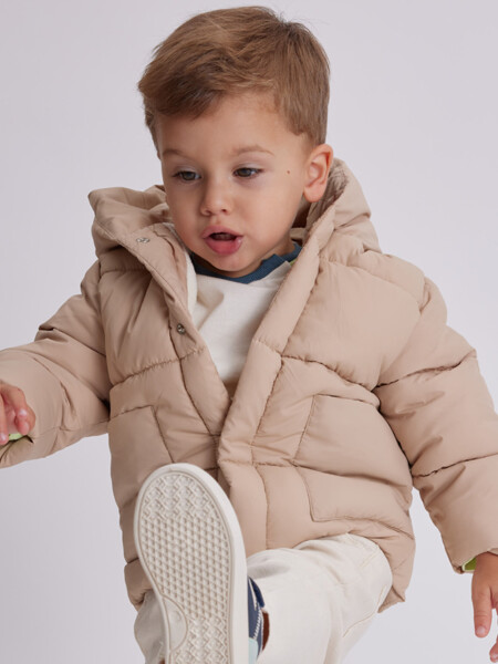Campera abrigo combinado azul Beige