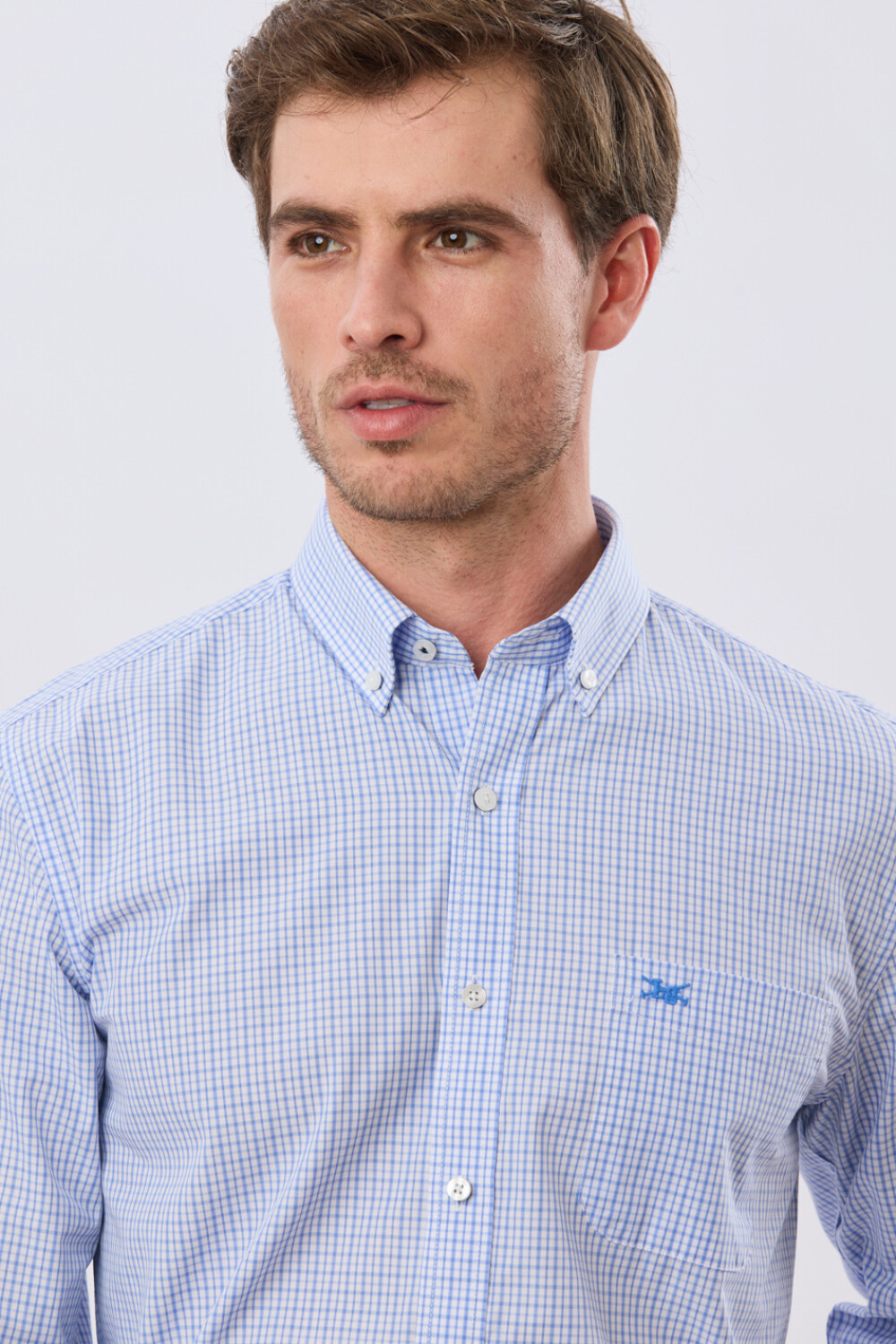 CAMISA CUADROS Celeste