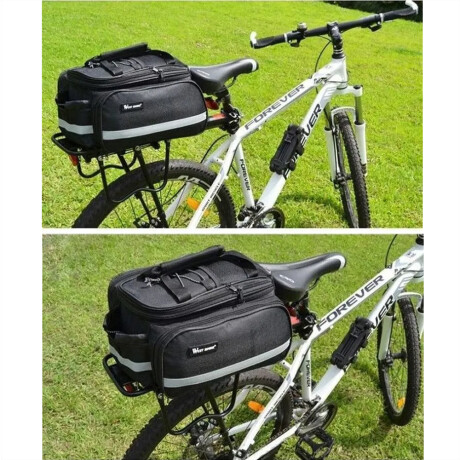 Bolso Con Alforjas Para Parrilla Bicicleta 2 En 1 Bolso Mano Negro