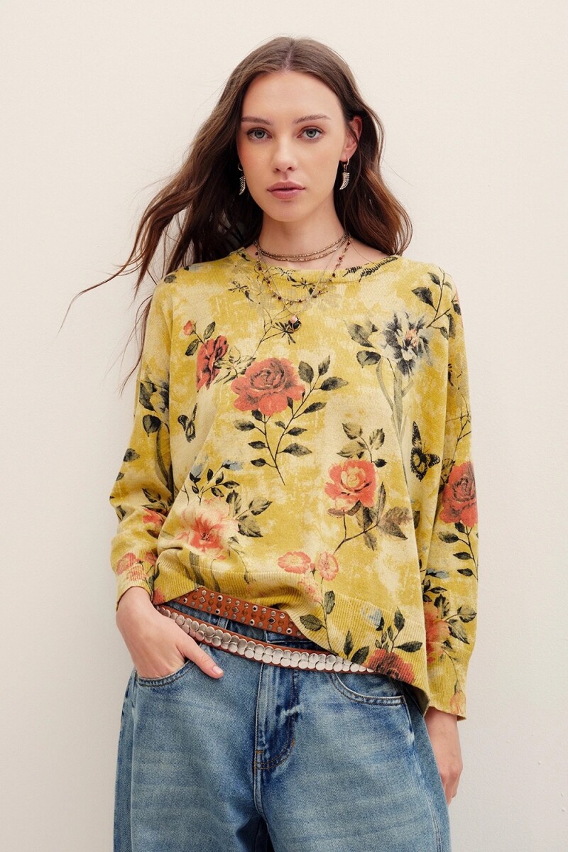 SWEATER AURORA MUSTARD FLOWER Mostaza