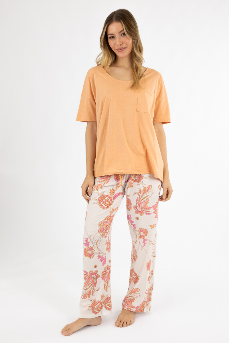 Pijama damask pantalon Rosado