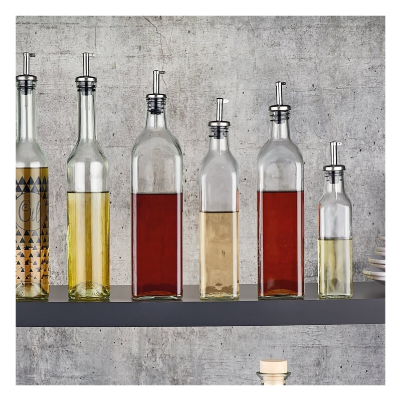 Aceitero vidrio 250 cc pico de metal TRANSPARENTE