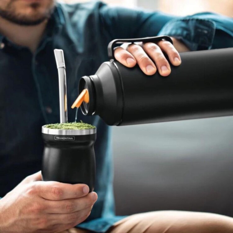 MATE NEGRO TRAMONTINA ACERO INOX 240 ML NEGRO