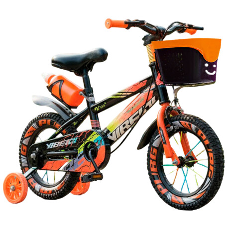 Bicicleta Montaña Rodado 16 Infantil Rueditas + Accesorios Naranja
