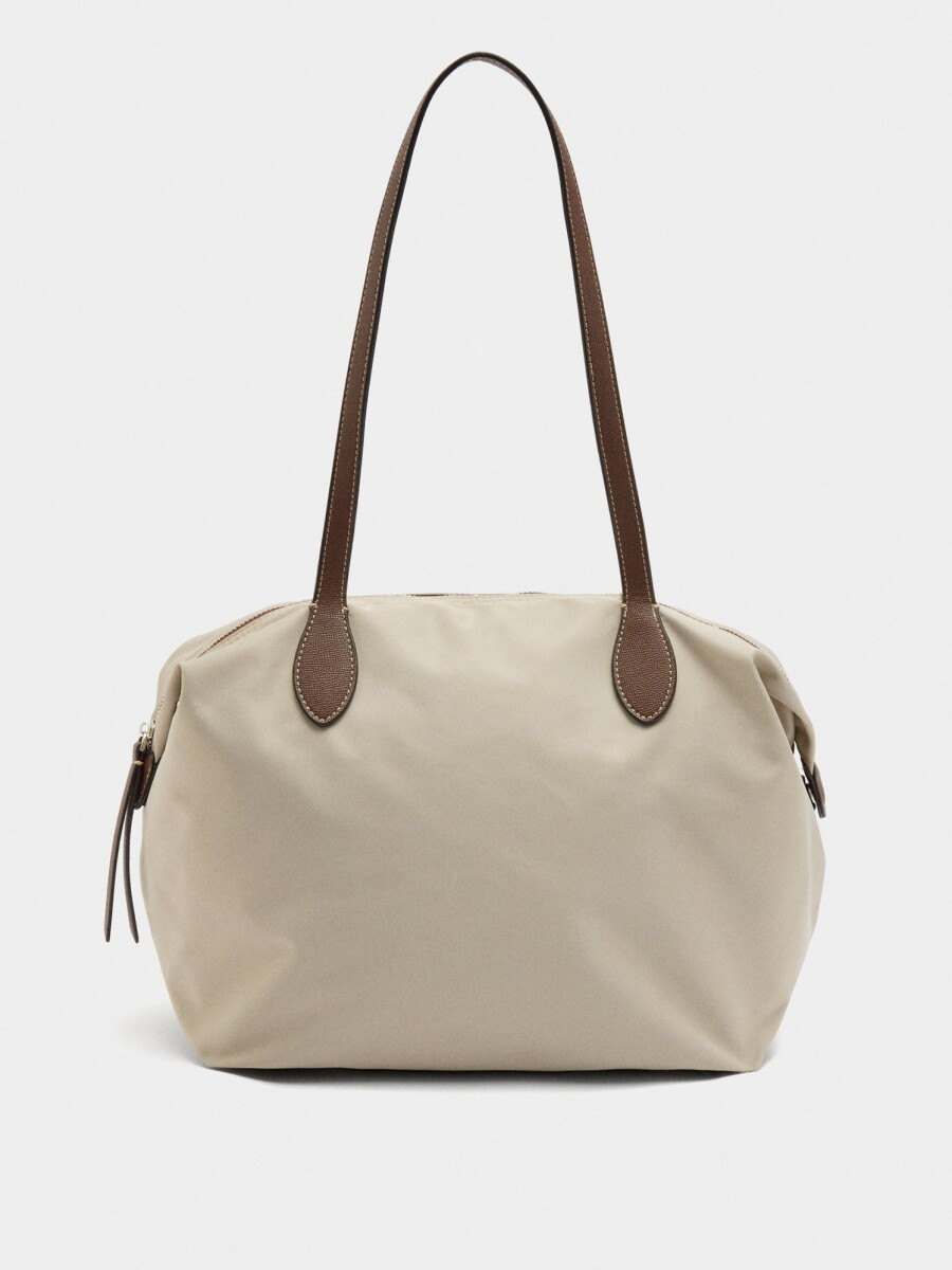 Bolso Shopper Liso De Nylon crudo
