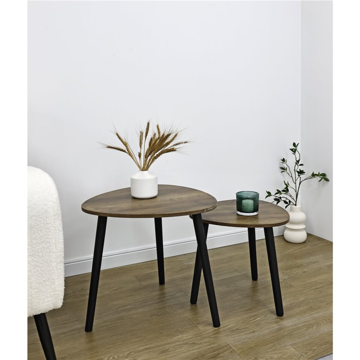 SET 2 MESAS AUXILIARES 48X48X49/39X39X36CM MADERA 