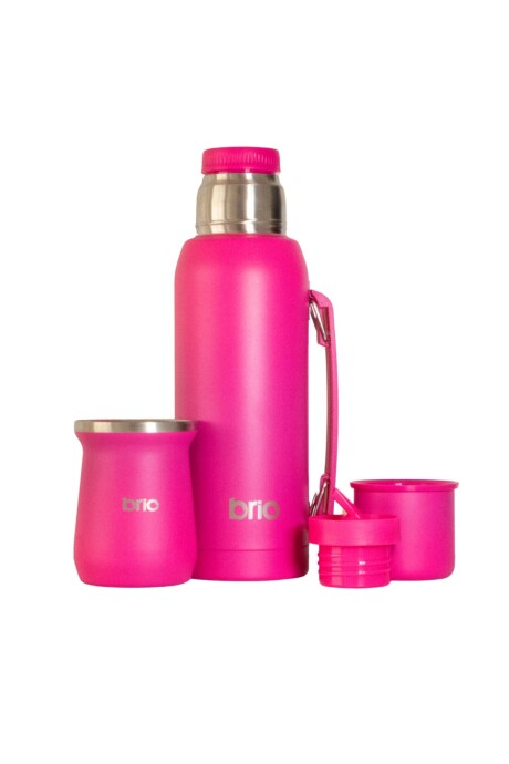 Set De Termo 1 Litro Y Mate Diseño Clásico brio Acero Inox Frambuesa