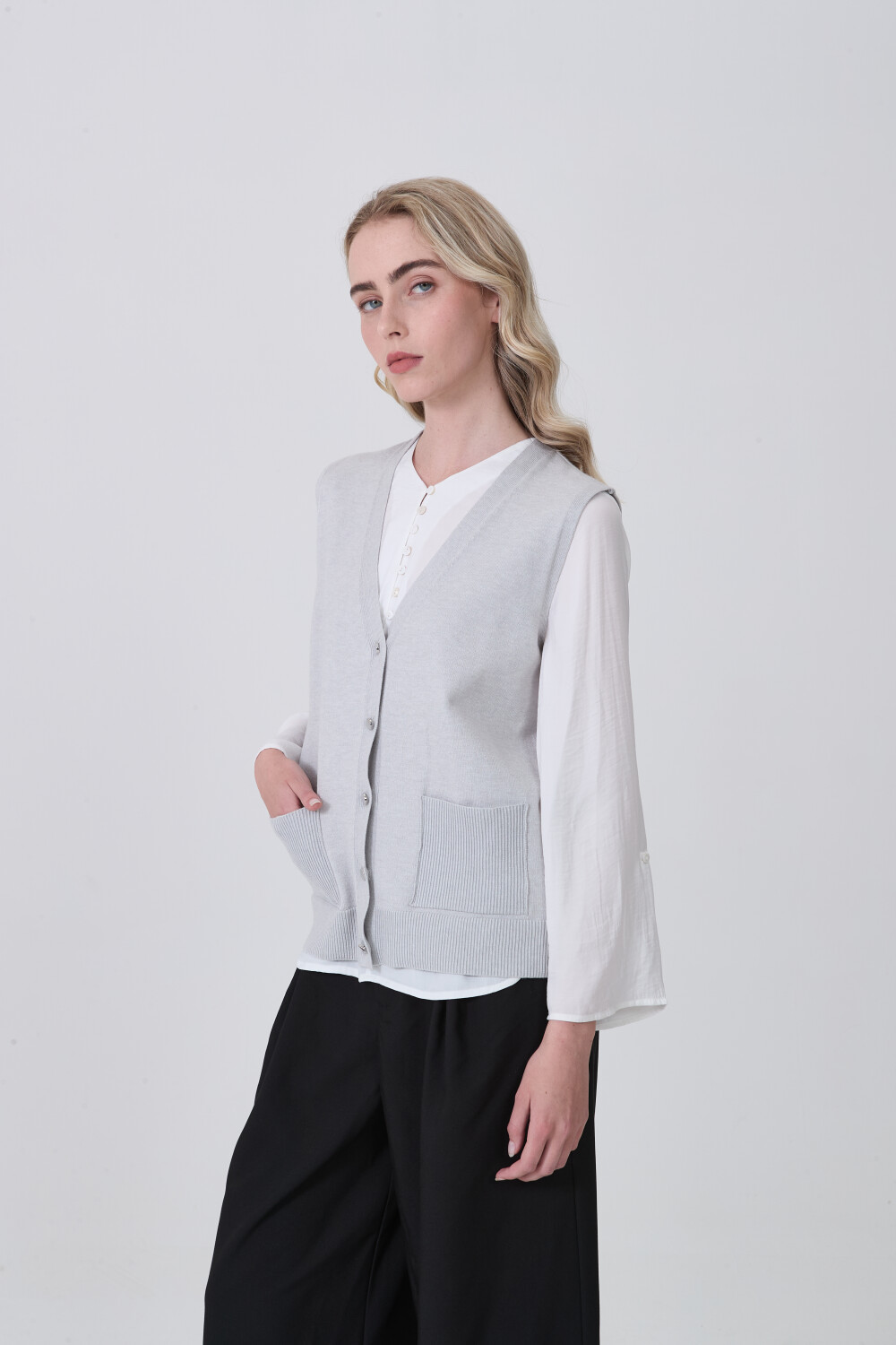 Chaleco Tebal Gris Melange