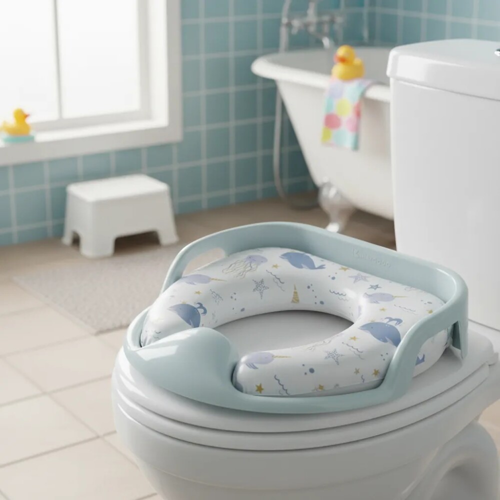 Reductor de inodoro acolchonado KIKKABOO celeste