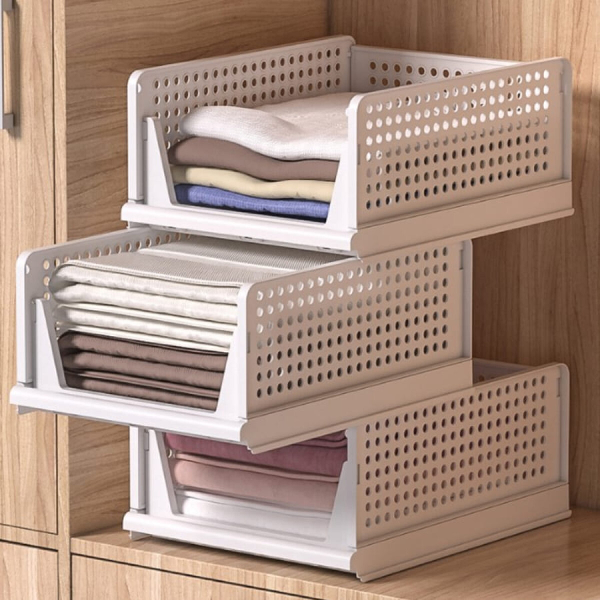 Estante cajonera plegable y apilable de plástico XL 