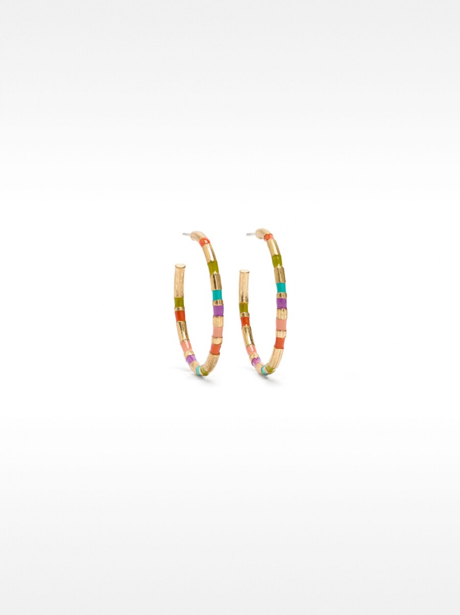 Pendientes De Aro Esmaltados Segmentados Multicolor - multicolor 