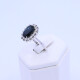 Anillo oro 18k blanco con zafiro azul oval y brillantes. Anillo oro 18k blanco con zafiro azul oval y brillantes.