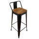 Set X4 Banquetas Tolix con respaldo y asiento con madera NEGRO MATE