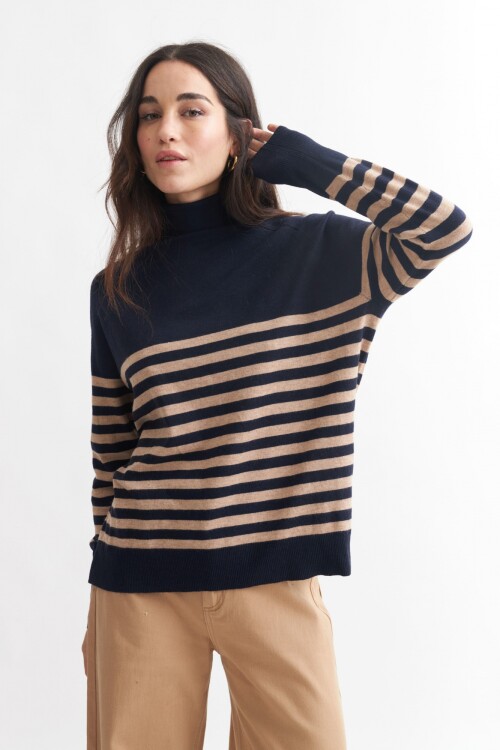 Sweater cuello rompeviento AZUL MARINO