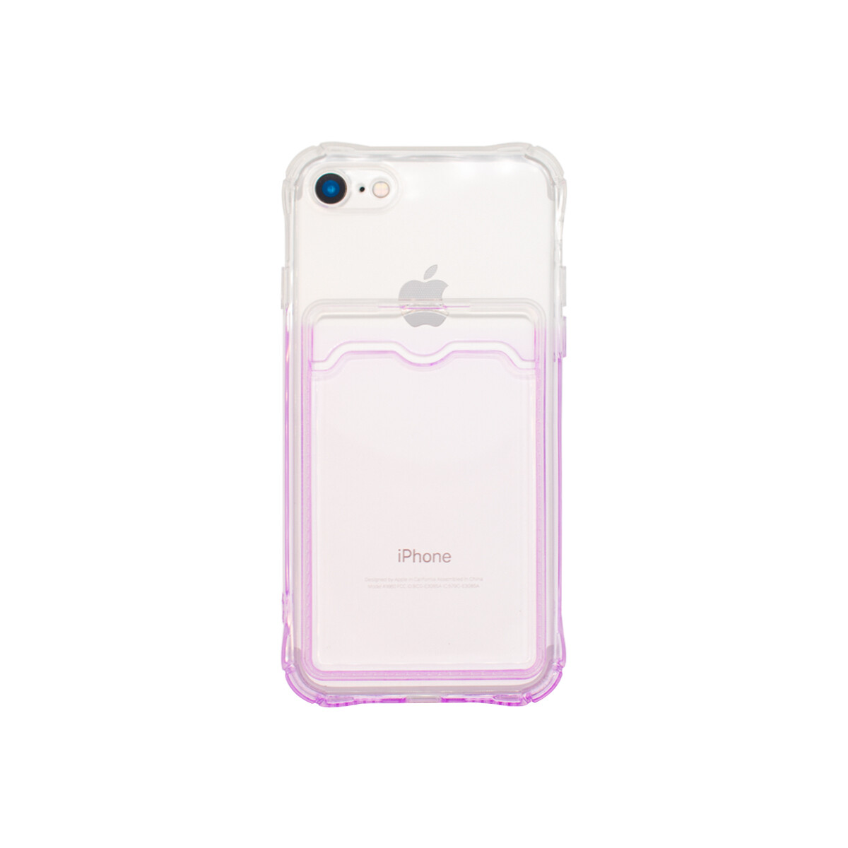 Protector iPhone 7/8 transparente degrade violeta y porta tarjeta 