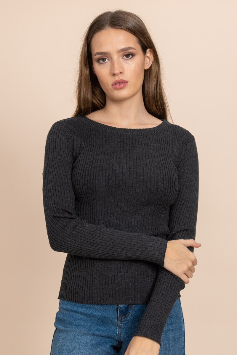 Camiseta tejida rib Gris
