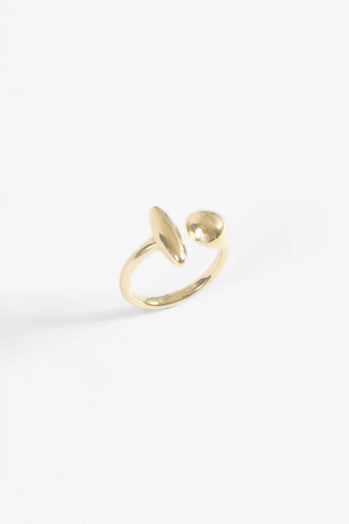 Anillo acero geométrico dorado