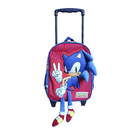 Mochila Infantil Sonic 3d Con Carro 30 Cm Rojo