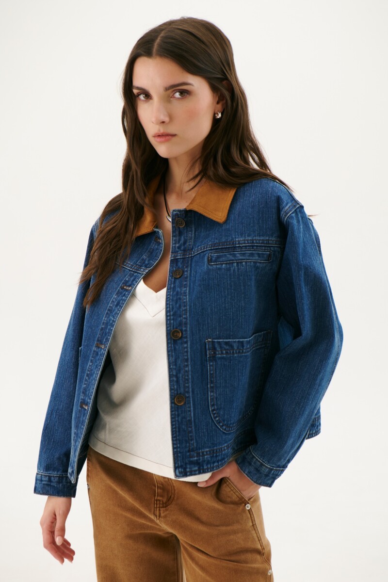 CHAQUETA JEAN CUELLO CAMEL