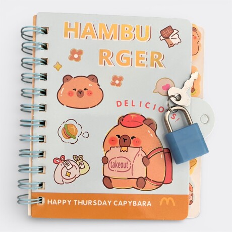 Libreta Capibara con Candado Capibara hamburguesa