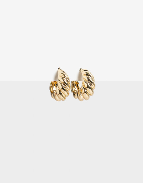 Aros Argollas Metal Argollas De Metal Trenzado - Dorado