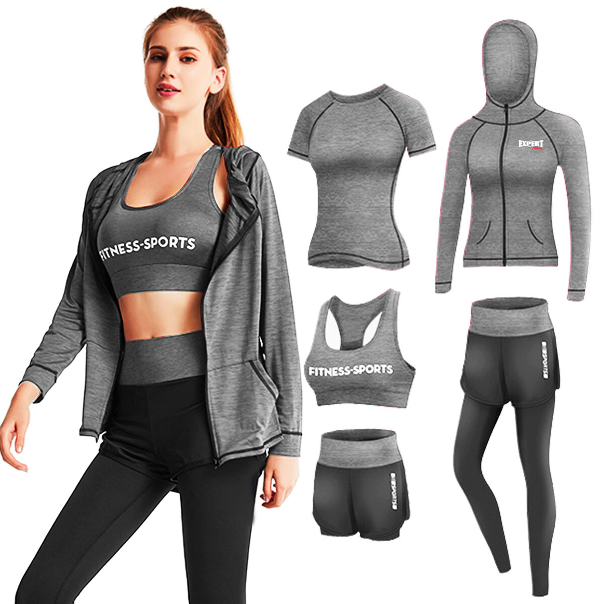 Conjunto Deportivo Dama X5 Calza Top Short Legging - Gris — El Rey del  entretenimiento