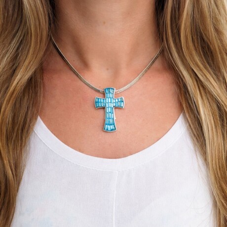 Cruz Mosaico Nacar Celeste Cruz Mosaico Nacar Celeste