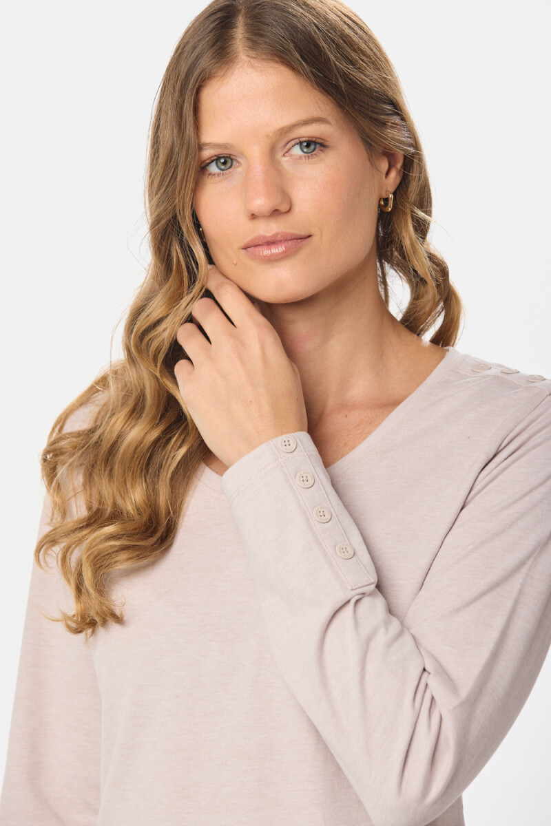 REMERA LISA CON BOTONES - Beige 