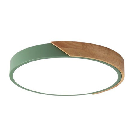 Plafón Led circular en madera y aluminio 30cm Verde