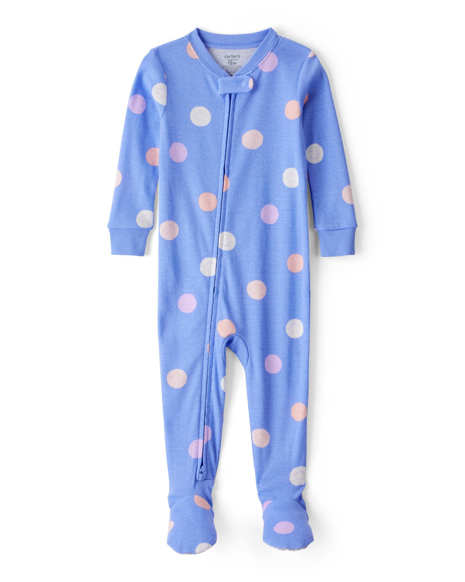 Pijama una pieza de algodón, con pie, diseño sonrisas Sin color