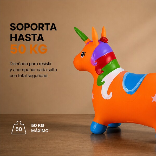 Unicornio Saltarín Inflable Infantil 58 x 55 cm Naranja