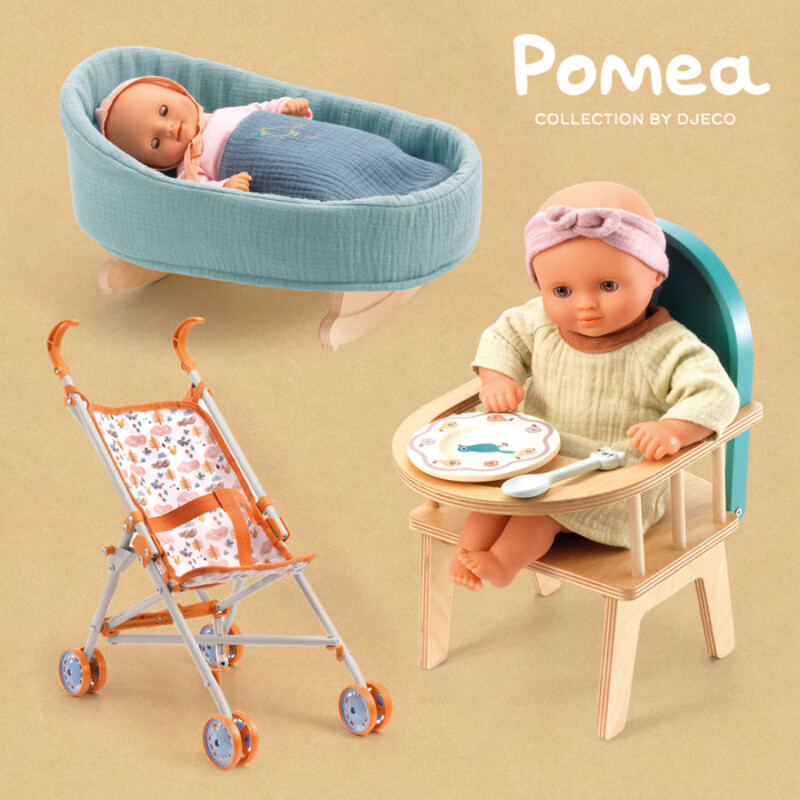 DJ0784 Carrito De Bebes Para Niños - Pomea Dolls - Naranja
