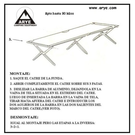 Catre de aluminio 190x64x42 Catre de aluminio 190x64x42